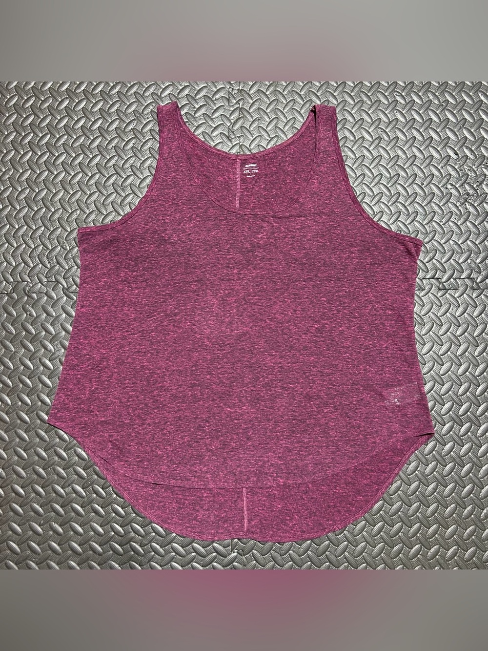 Old Navy Tank Top Heathered Scoop Neck Curved Hem Pink Soft Linen Womens XXL